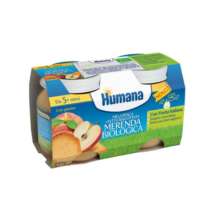 Merenda Biologica Humana Mela Pesca Fetta Biscottata  2x120g