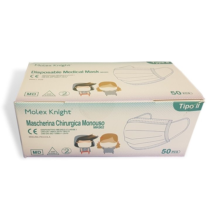 Molex Knight MK002 Misura Piccola 50 Mascherine Chirurgiche Monouso