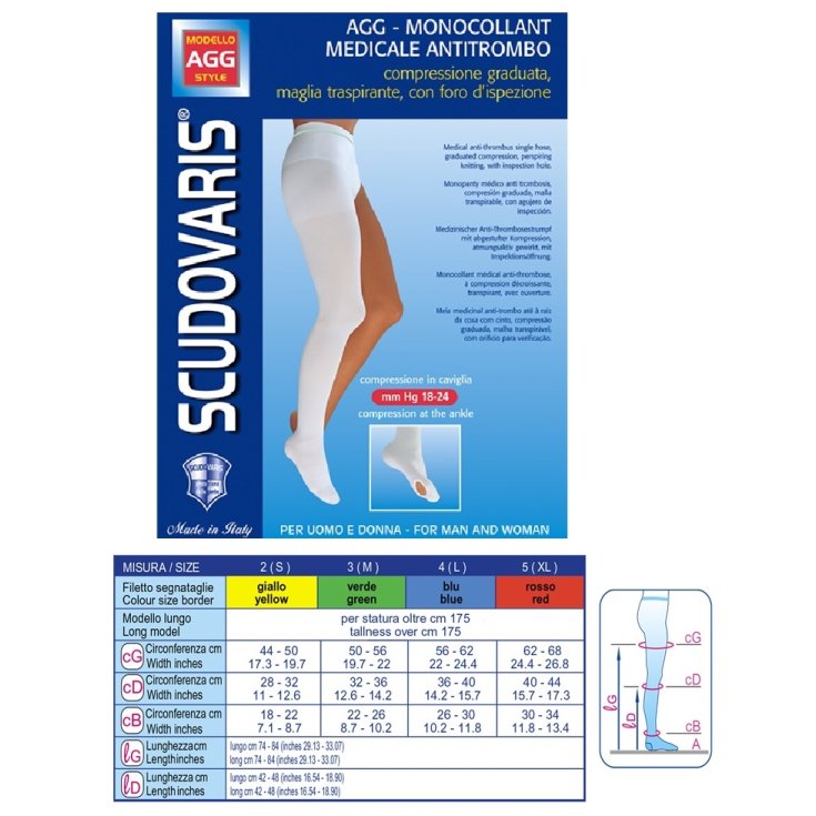 Monocollant Medicale Antitrombo Scudovaris Destro Medio Taglia 2