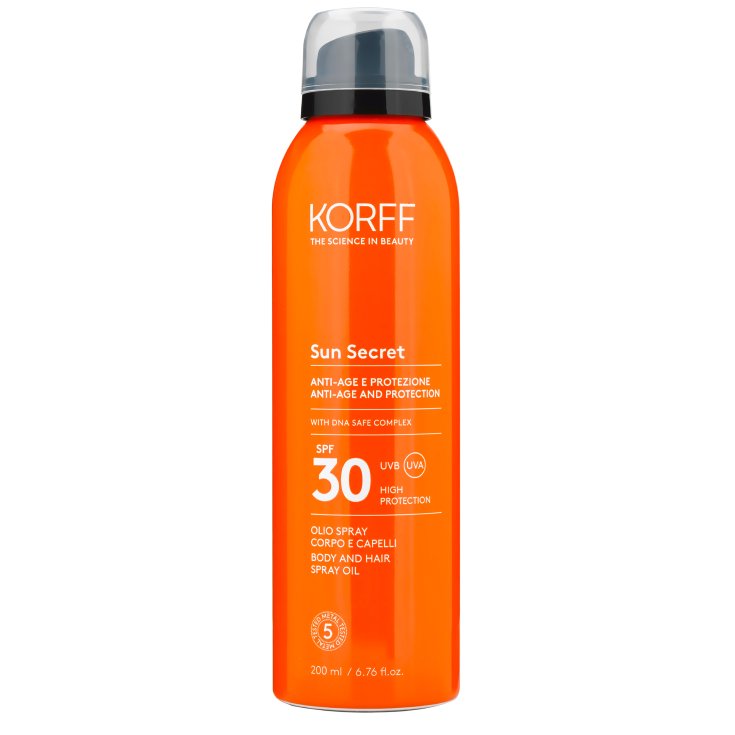 Protezione Anti-Et&agrave; SPF30 Olio Spray Corpo Capelli Sun Secret KORFF 200ml