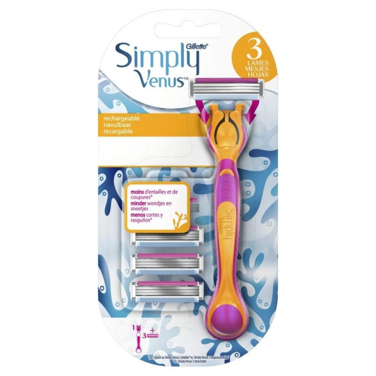 Simply Venus Gillette 1 Rasoio + 3 Ricambi