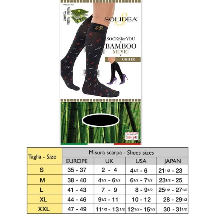 Socks For You Bamboo Music Solidea Grigio Taglia L