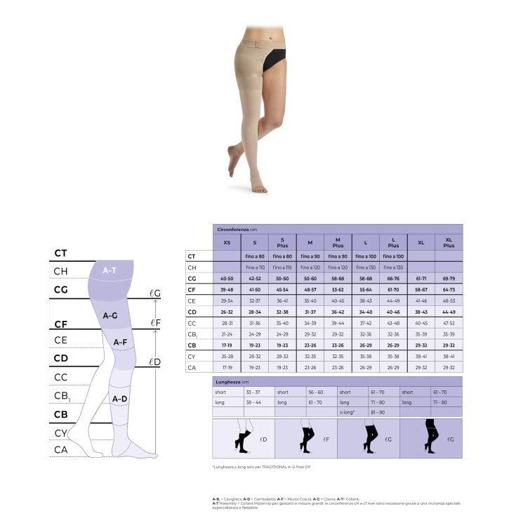 Traditional 701-AG Monocollant Sinistro Punta Chiusa Sigvaris Taglia S+ Lungo
