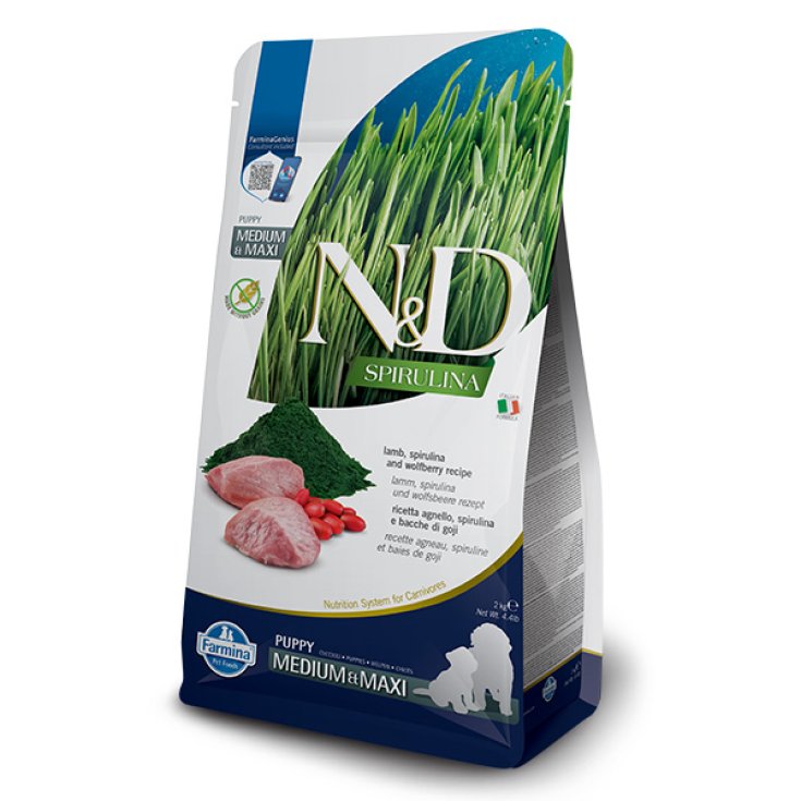 Natural & Delicious Spirulina Puppy Medium & Maxi con Agnello, Spirulina e Bacche di Goji - 2KG