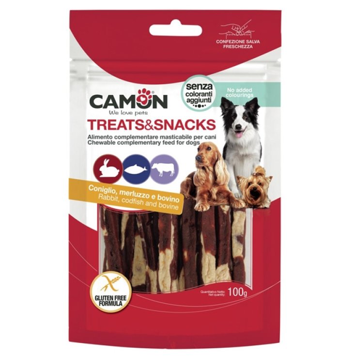 Stick con Coniglio Merluzzo e Pelle Bovina - da 100 Gr. - Lunghezza 12 cm