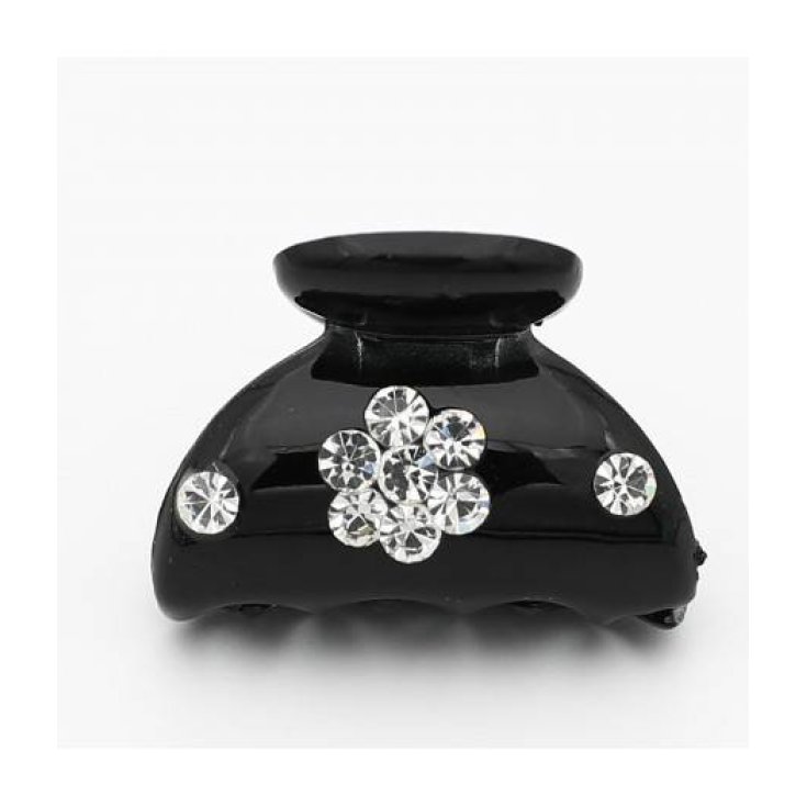 Pinzetta Con Fiorellini E Strass Nera Idea Bellezza 1 Pezzo