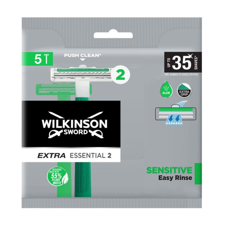 Extra Essential 2 Rasoio Usa e Getta Sensitive Wilkinson 5 Pezzi