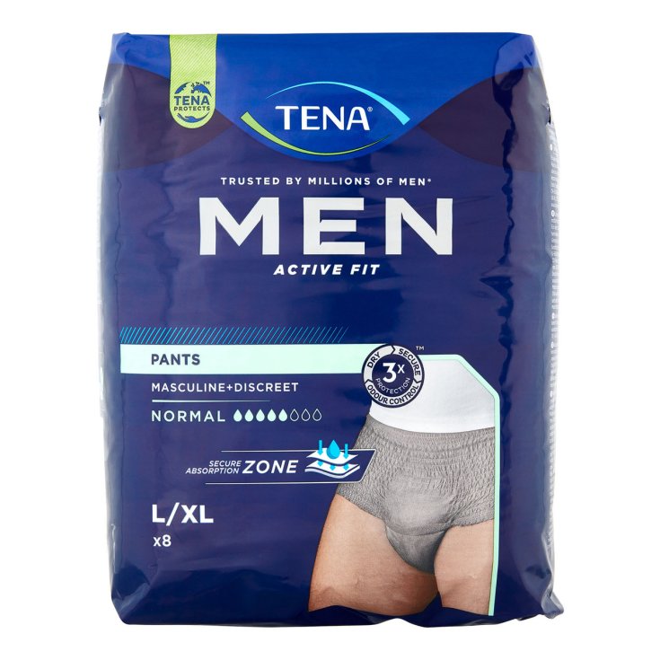 Tena&reg; Men Active Fit Pants Grigio L/XL 8 Pezzi