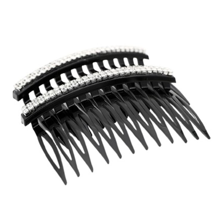 Pettine Doppia Fila Con Strass Nero Idea Bellezza 2 Pezzi