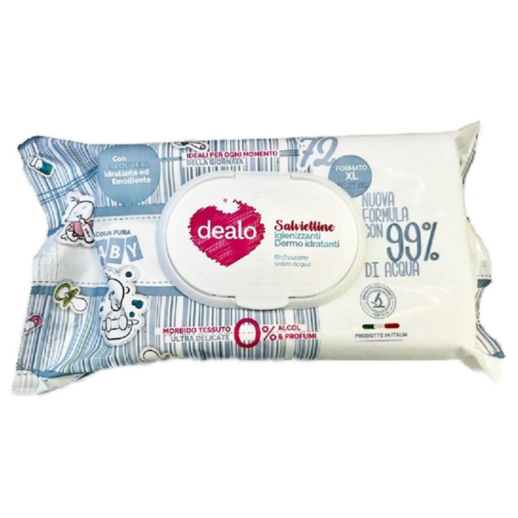Salviettine XL Igienizzanti 99% di Acqua Dealo 72 Pezzi