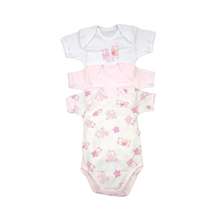 Tri pack body intimo neonata mezza manica Pastello BY3432T-R 9 m
