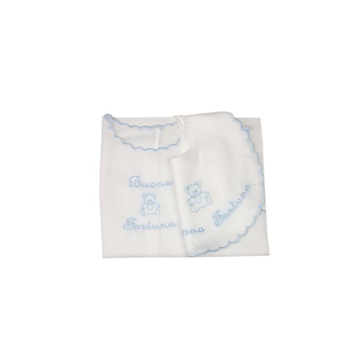 Set bavetta camicia fortuna senza manica neonato cielo Birillini TU