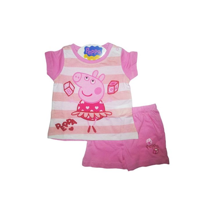 Pigiama maglia maglietta pantaloncino bimba neonato Peppa Pig 12 m
