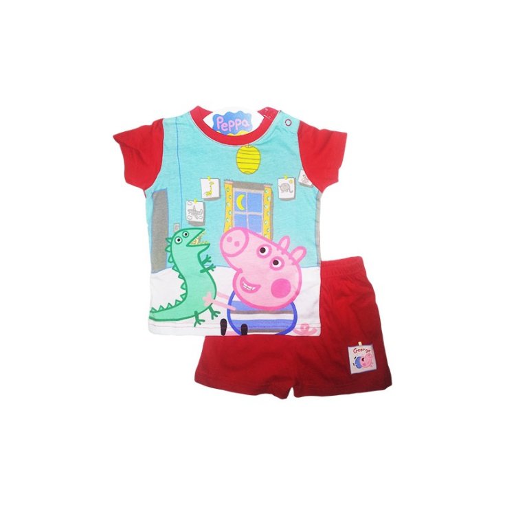 Pigiama maglia maglietta pantaloncino bimbo neonato Peppa Pig George rosso 12 m