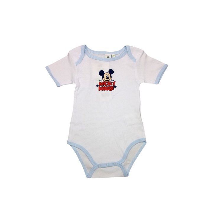 Disney Baby Body Intimo Topolino In Cotone Colore Bianco-Celeste 18 Mesi