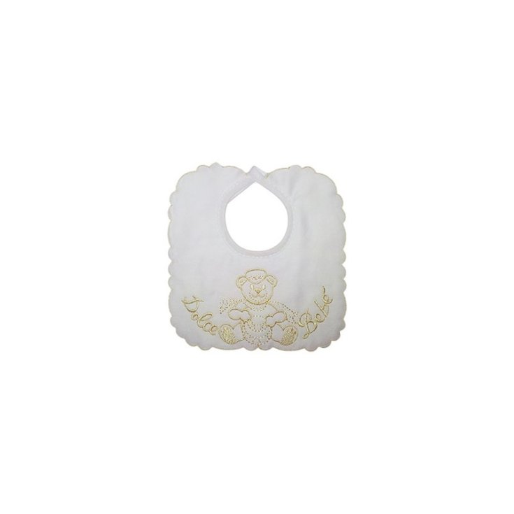 Nancy Baby Bavetta Quadrata Con Ricamo Colore Bianco-Giallo 1 Pezzo