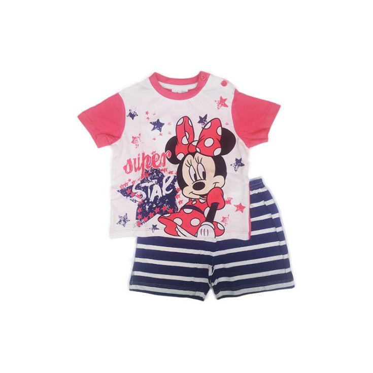 Pigiama maglia maglietta pantaloncino bimba neonato Disney baby Minnie blu 18 m