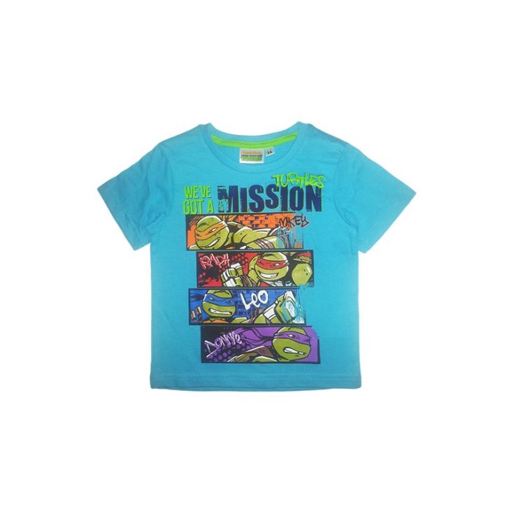 T-shirt maglia maglietta bimbo bambino Tartarughe Ninja azzurro 8A