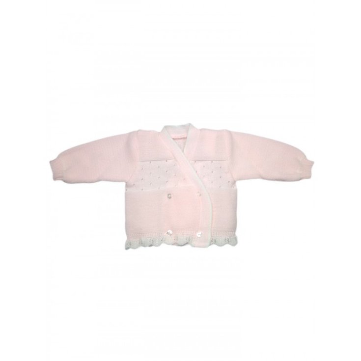 Cardigan scaldacuore incrociatino coprifasce lana La Rocca bimba neonato rosa TU