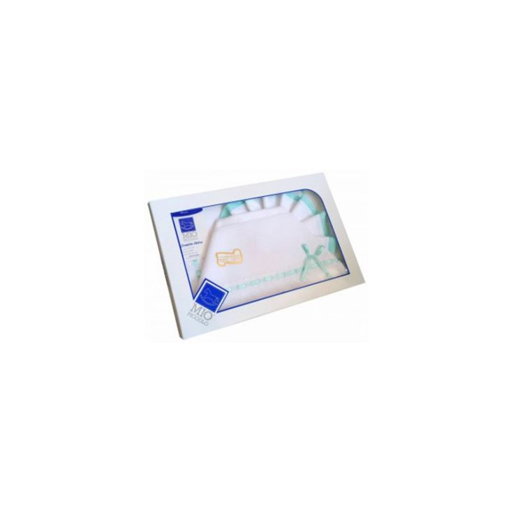 Completo culla carrozzina Mio Piccolo bimbo neonato lenzuolo aida bianco verde TU