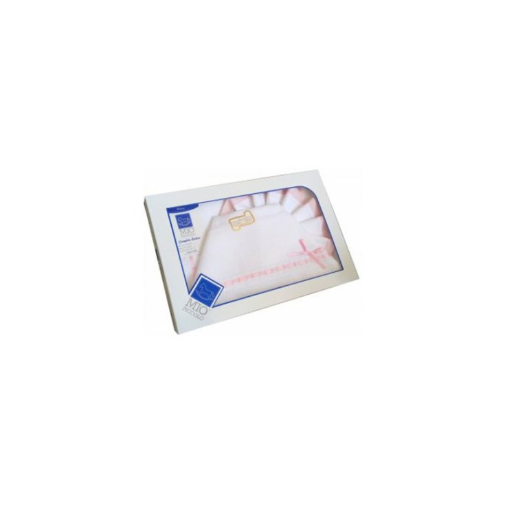 Completo lettino culla Mio Piccolo bimbo neonato lenzuolo aida bianco rosa TU