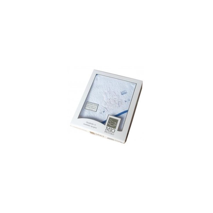 Accappatoio triangolo telo spugna Mio Piccolo bimbo neonato ricamo orsetto  bianco blu TU