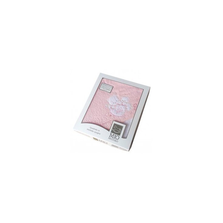 Accappatoio triangolo telo spugna Mio Piccolo bimba neonato ricamo gattini con cuore rosa TU