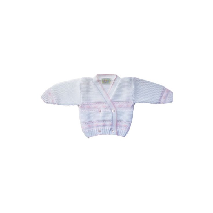 Cardigan scaldacuore incrociatino coprifasce cotone La Rocca bimba neonato bianco rosa TU