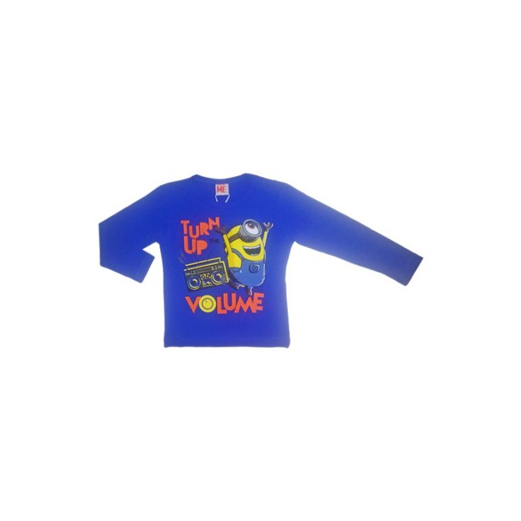 T-shirt maglia maglietta cotone bimbo bambino Minions bluette 8A
