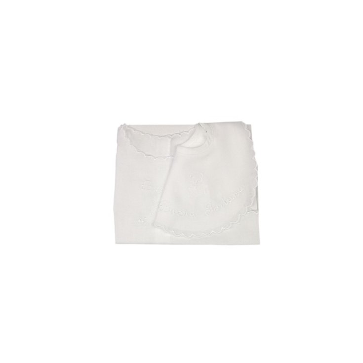 Set bavetta bavaglino + camicia camicina della fortuna bimbo bimba neonato Birillini bianco TU