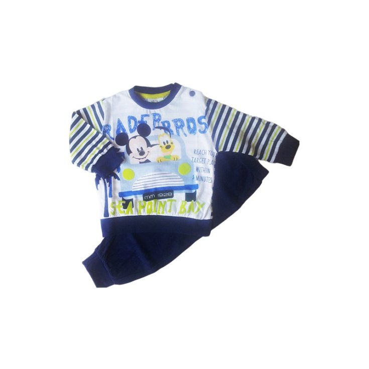 Pigiama maglia maglietta pantalone bimbo neonato Disney baby Mickey blu  18 m