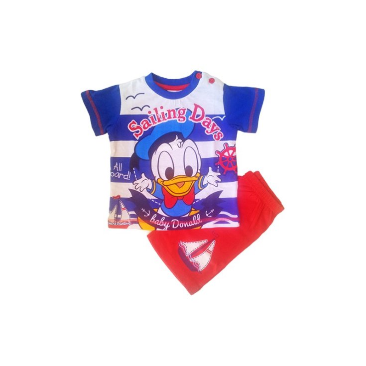 Pigiama maglia maglietta pantaloncino bimbo neonato Disney baby Paperino bluette 24 m