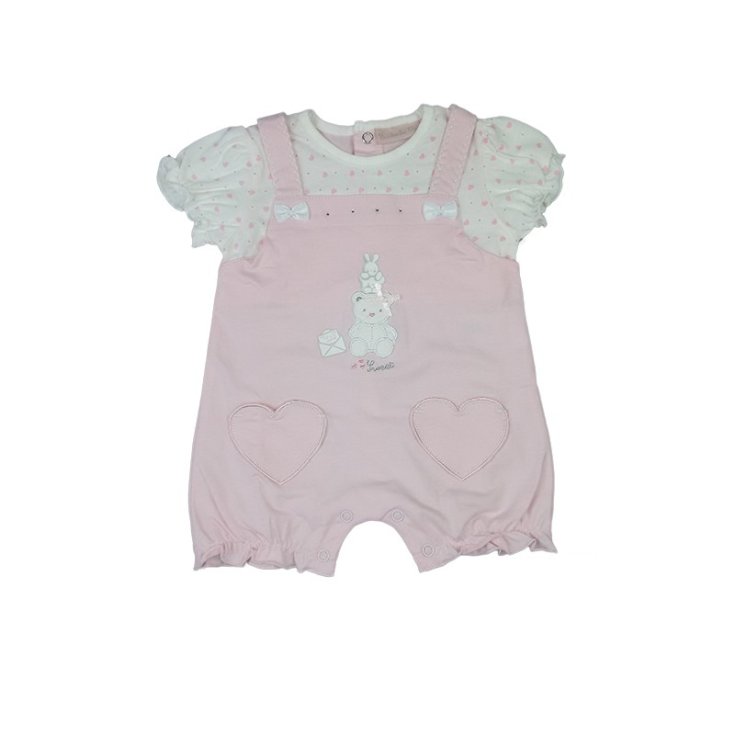 Pagliaccetto tutina  bimba neonato mezza manica rosa Bidibimbo Chic 6 - 9 m
