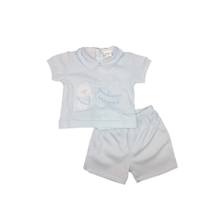Completo maglia maglietta pantaloncino  bimbo neonato Birillini cielo 1 m