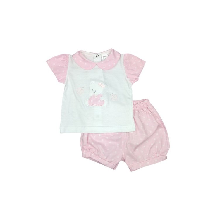 Completo maglia maglietta pantaloncino  bimba neonato Birillini rosa 3 m