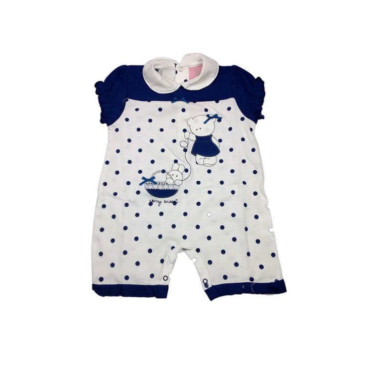 Pagliaccetto tutina  bimba neonato mezza manica bianco blu i Batuffolini 1 - 3 mesi