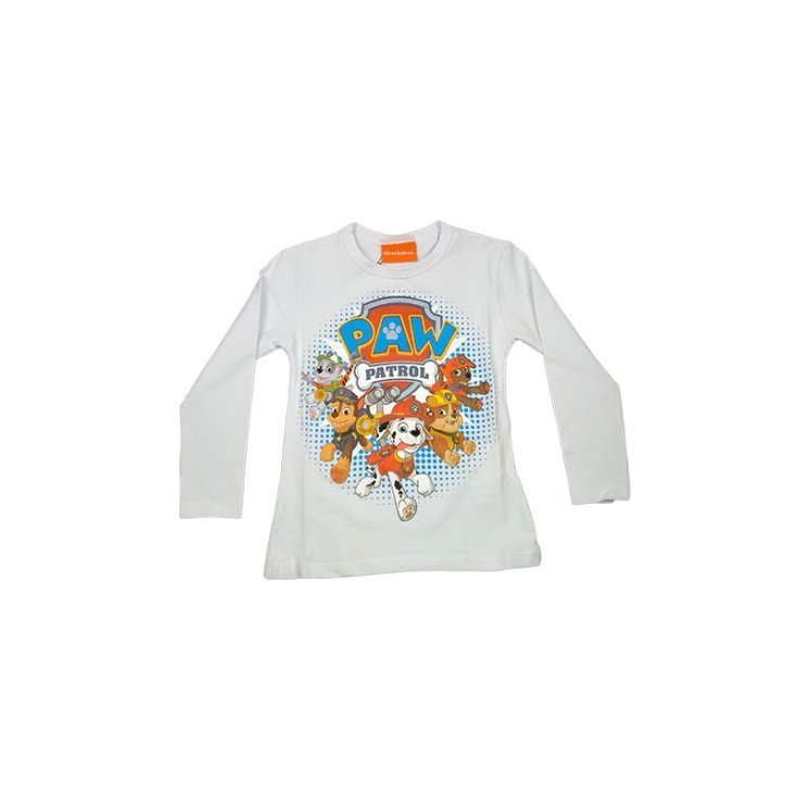T-shirt maglia maglietta cotone bielastico bimbo bambino Paw Patrol bianco 7A