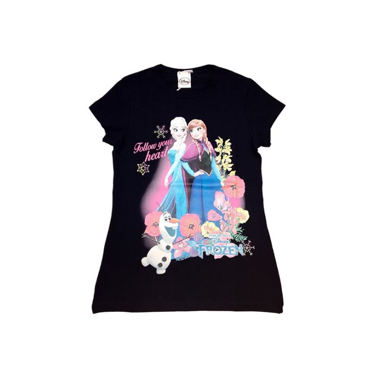 T-shirt maglia maglietta cotone bielastico bimba bambina Disney Frozen blu 8A