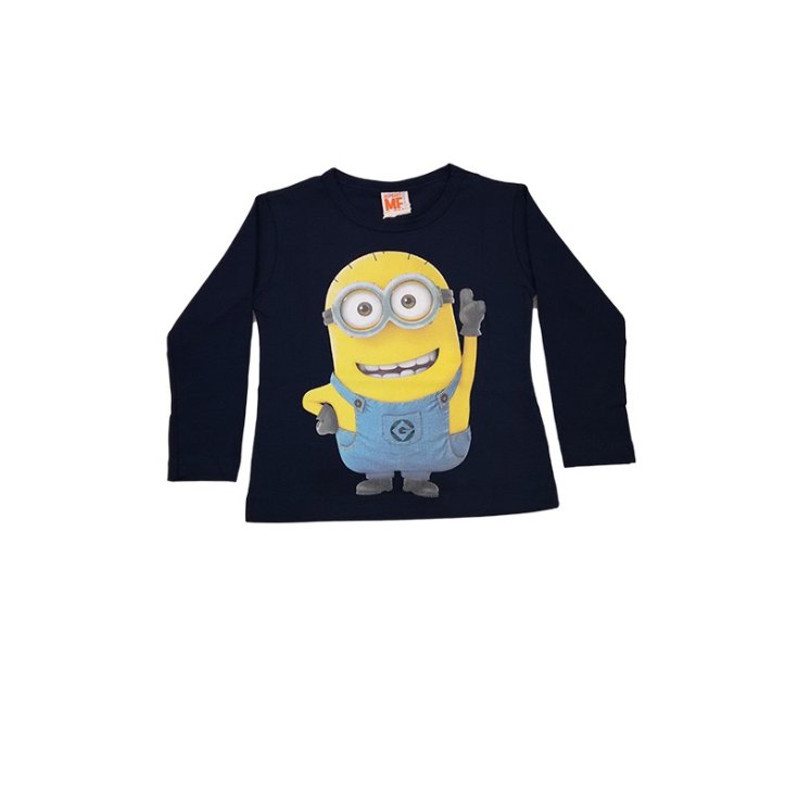 T-shirt maglia maglietta cotone bielastico bimbo bambino Minions blu 10A