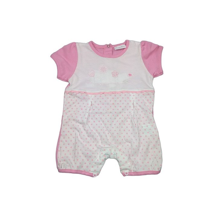 Pagliaccetto tutina bimba neonato mezza manica bianco rosa Pastello 6 - 9 m