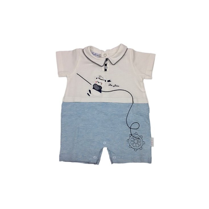 Pagliaccetto tutina bimbo neonato mezza manica bianco cielo Les Jolies 6 - 9 m