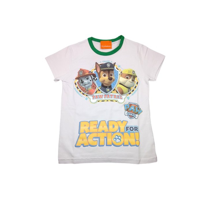 T-shirt maglia maglietta cotone bielastico bimbo bambino Paw Patrol bianco 3A