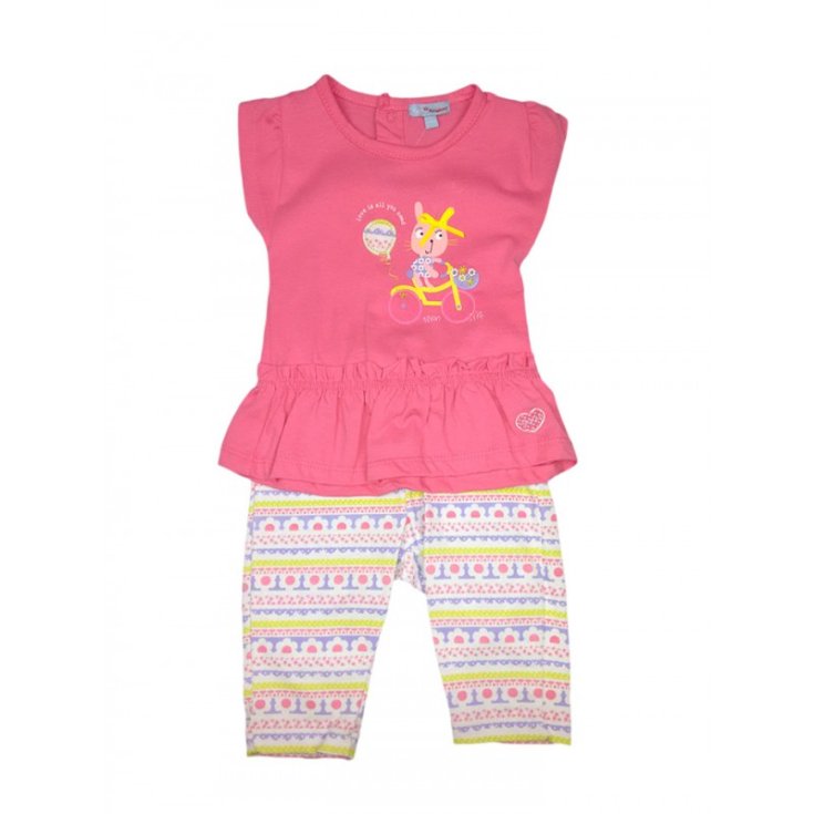 Completo 2pz maglia canotta leggings bimba neonato senza manica Yatsi fucsia fantasia 6 m