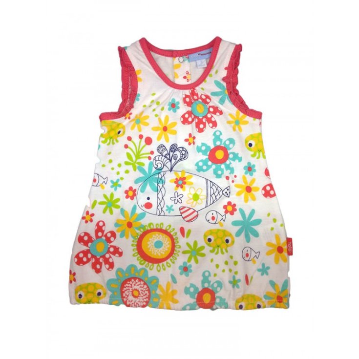 Abitino bimba neonato senza manica Yatsi bianco fantasia 1 m