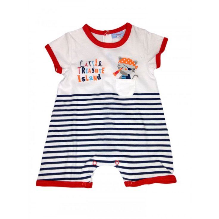 Pagliaccetto tutina bimbo neonato mezza manica Yatsi bianco blu 3 m
