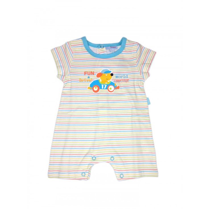 Pagliaccetto tutina bimbo neonato mezza manica Yatsi bianco azzurro 1 m