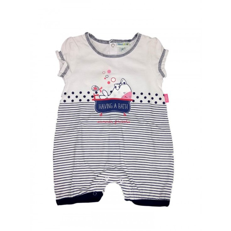 Pagliaccetto tutina bimba neonato mezza manica Yatsi bianco blu 18 m