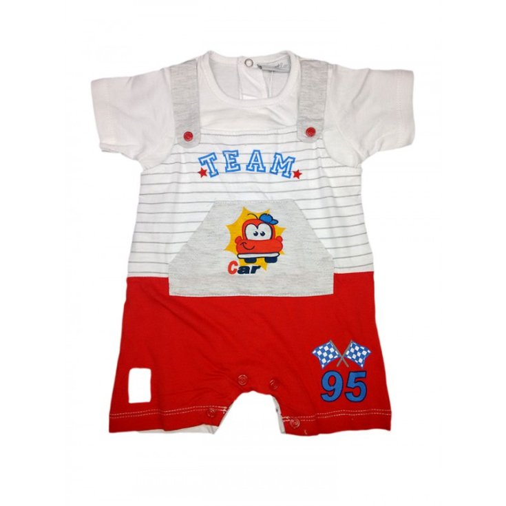 Pagliaccetto tutina bimbo neonato mezza manica Pastello bianco rosso 6 - 9 m