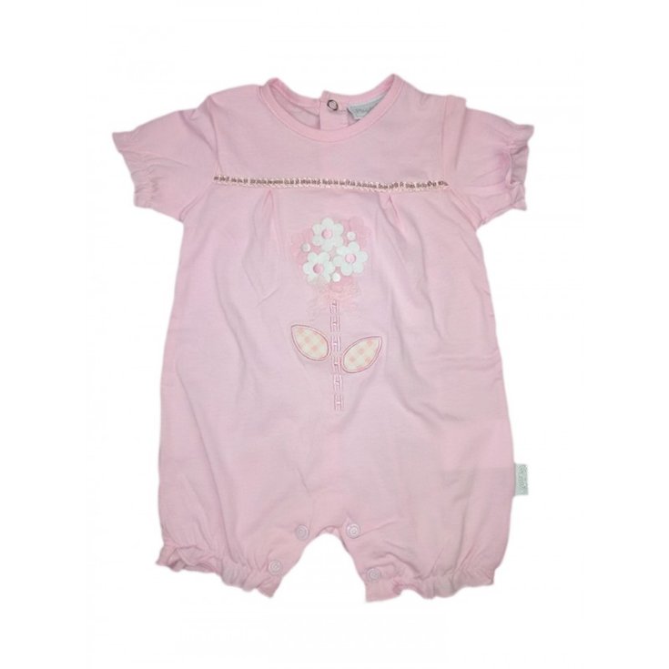 Pastello Pagliaccetto Mezza Manica In Cotone Colore Rosa Taglia 1-3 Mesi