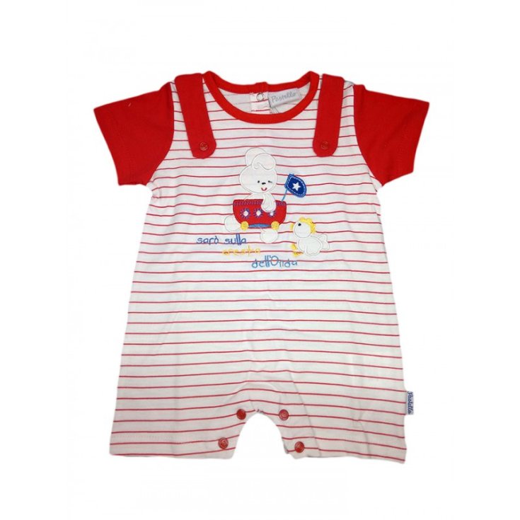 Pagliaccetto tutina bimbo neonato mezza manica Pastello bianco rosso 6 - 9 m